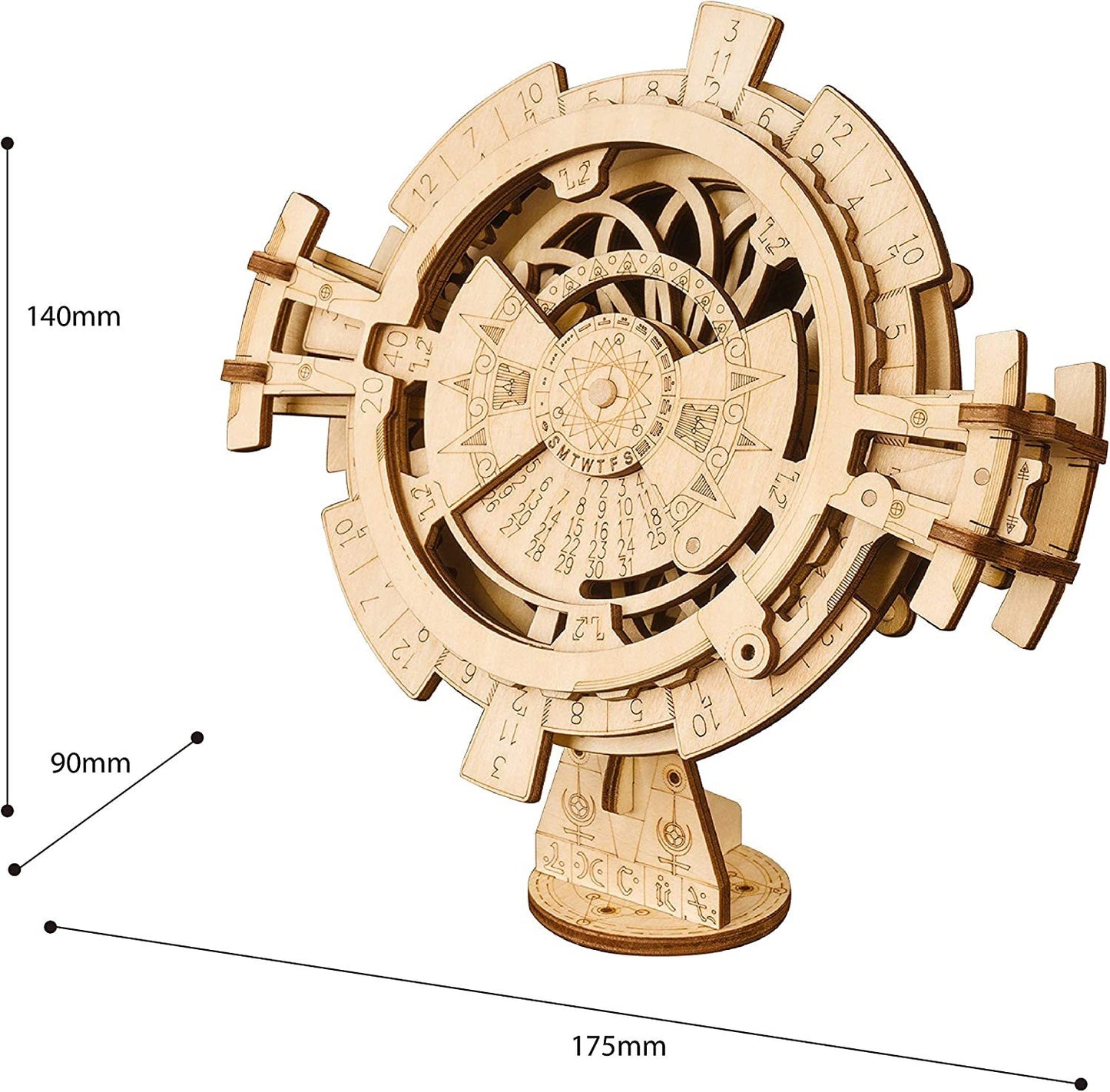 3D Wooden Puzzle Perpetual Desk Calendar – Mechanical Gear Model Kit LK201
