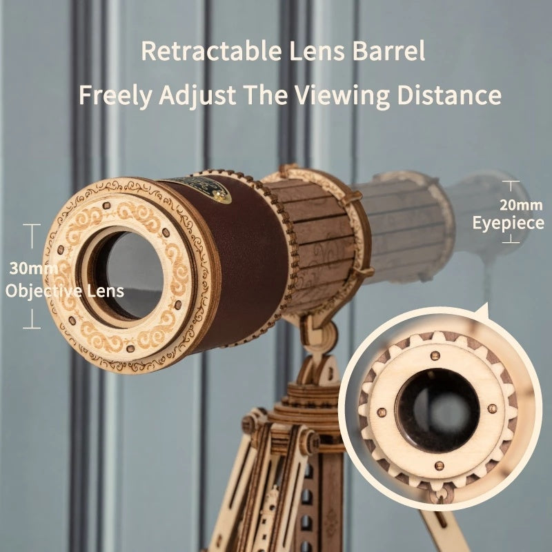 3D Wooden Puzzle – Retro Pirate Telescope Model Kit (ST004)