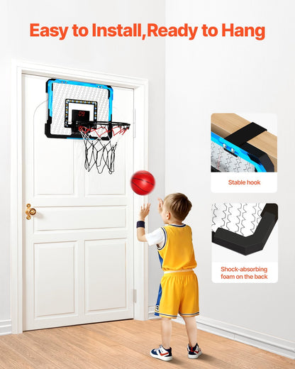 Basketball Hoop for Kids, Teens & Adults With LED Lights & Audio Scoreboard