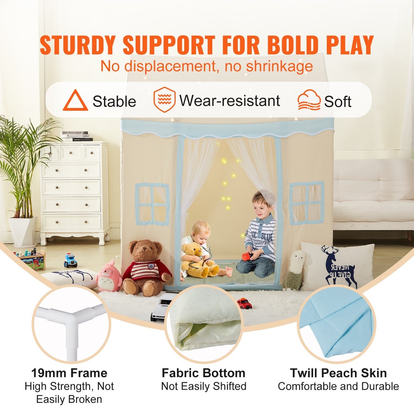 Cozy Indoor-Outdoor Playhouse for Toddlers with Lights & Mat