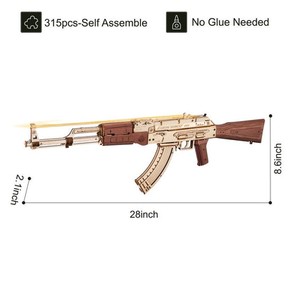 3D Wooden Puzzle – AK-47 Model Kit (Double Firing