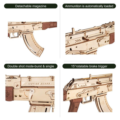 3D Wooden Puzzle – AK-47 Model Kit (Double Firing
