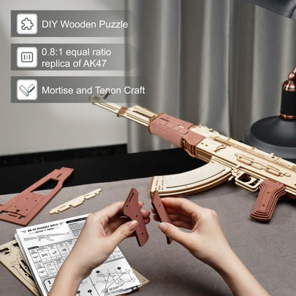 3D Wooden Puzzle – AK-47 Model Kit (Double Firing