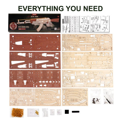 3D Wooden Puzzle – AK-47 Model Kit (Double Firing