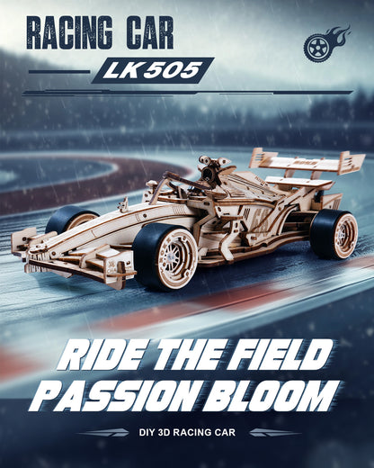 3D Wooden Puzzle – Racing Car Model Kit with Mechanical Engine (1:18 Scale)