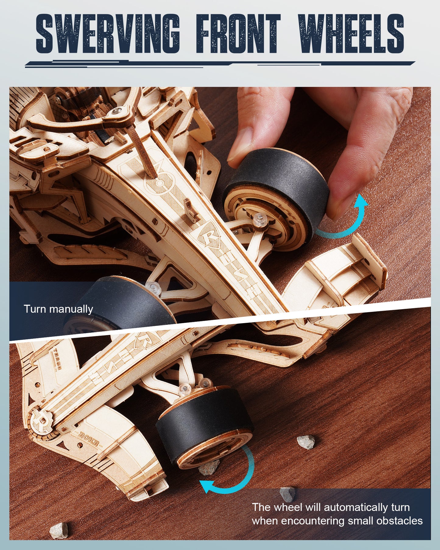 3D Wooden Puzzle – Racing Car Model Kit with Mechanical Engine (1:18 Scale)