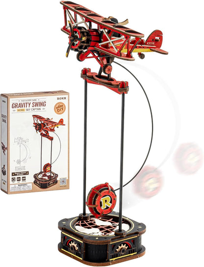 Gravity Swing Biplane – Self-Swinging 3D Wooden Puzzle (161 pcs)
