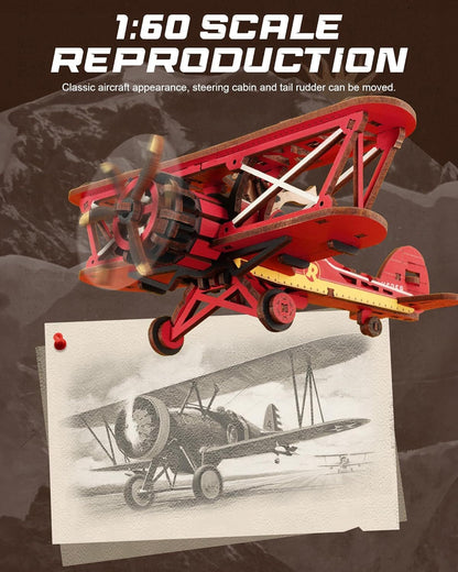Gravity Swing Biplane – Self-Swinging 3D Wooden Puzzle (161 pcs)