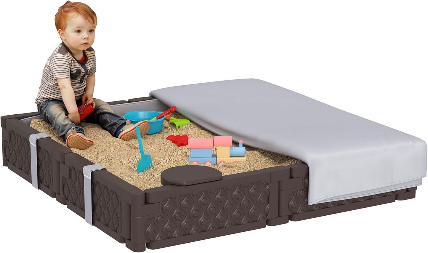 Kids Sandbox with Cover & Seats – Outdoor Sand Play for Toddlers
