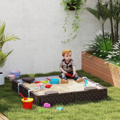 Kids Sandbox with Cover & Seats – Outdoor Sand Play for Toddlers