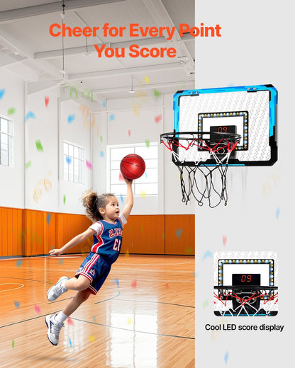 Basketball Hoop for Kids, Teens & Adults With LED Lights & Audio Scoreboard