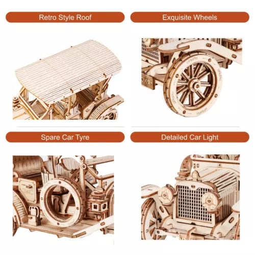3D Wooden Puzzle – Vintage Car Model MC801 (1:15 Scale)