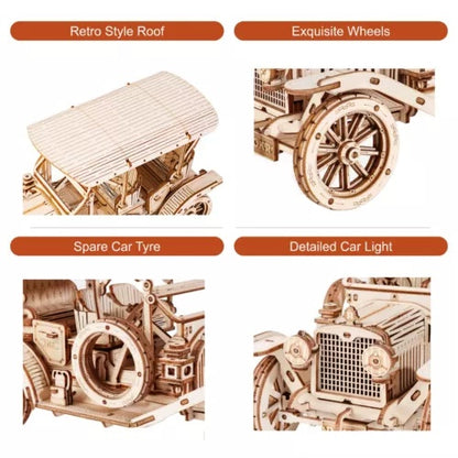 3D Wooden Puzzle – Vintage Car Model MC801 (1:15 Scale)