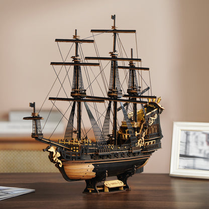 Seahorse Barque 3D Wooden Ship Puzzle – 603-Piece DIY Model Kit (1:100 Scale)