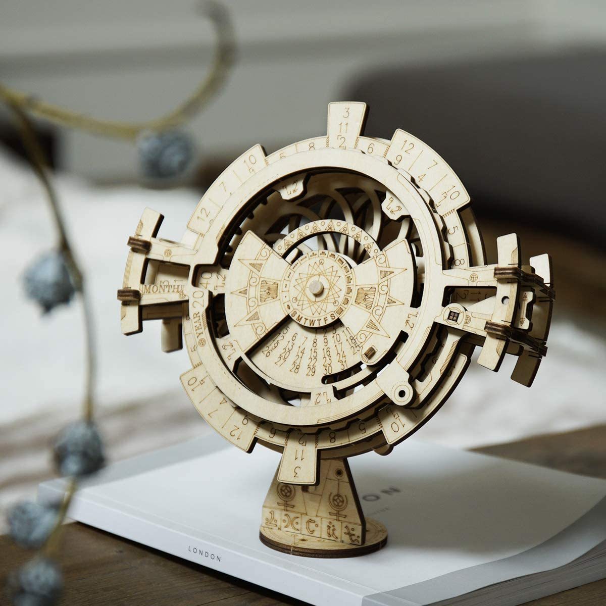3D Wooden Puzzle Perpetual Desk Calendar – Mechanical Gear Model Kit LK201