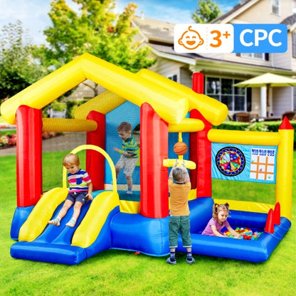 8-in-1 Inflatable Bounce House for Kids with Blower and Games – Backyard Jump Castle