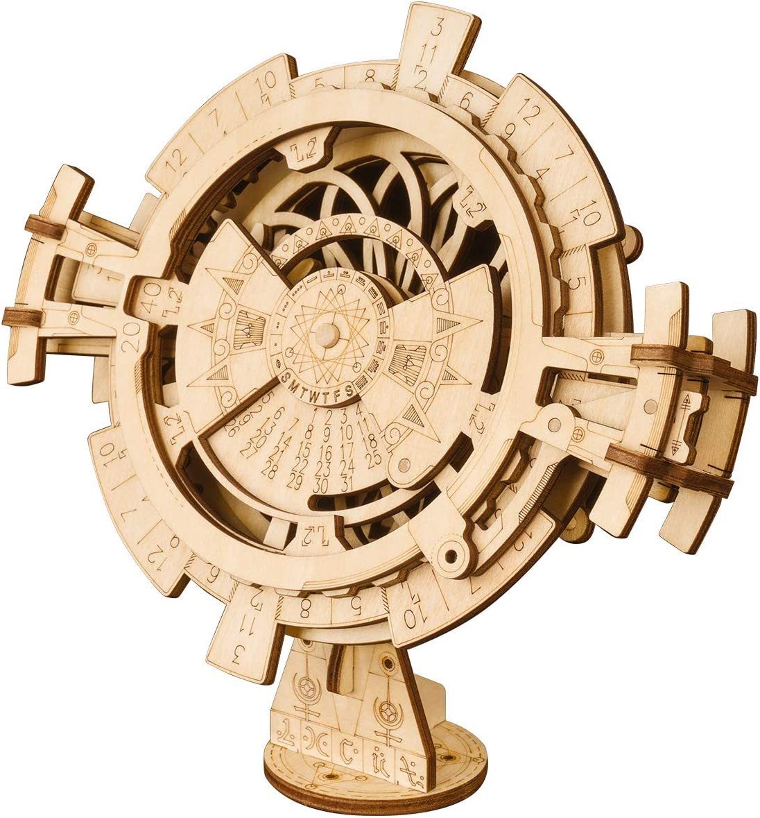 3D Wooden Puzzle Perpetual Desk Calendar – Mechanical Gear Model Kit LK201