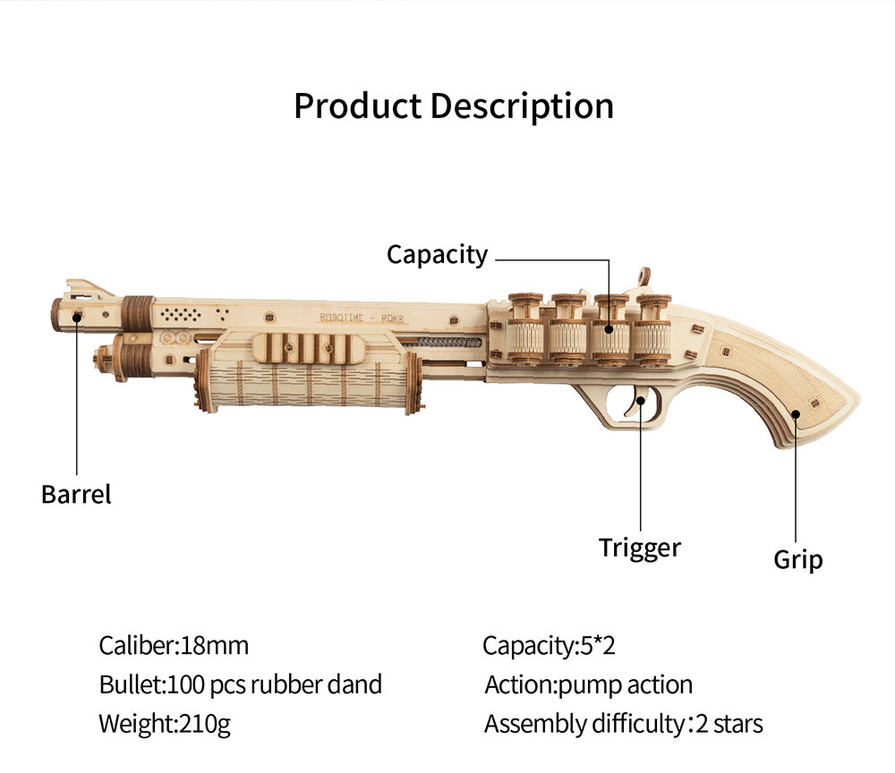 3D Wooden Puzzle – Remington M870 Shotgun Model (LQ501)