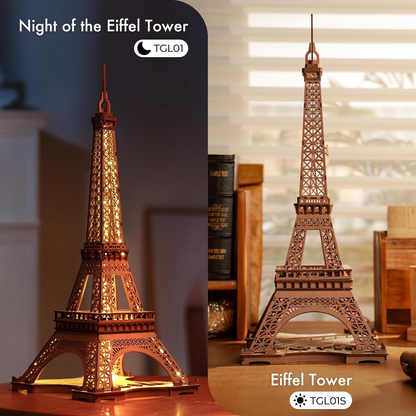 3D Wooden Puzzle – Night of the Eiffel Tower with LED Lights