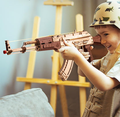 3D Wooden Puzzle – AK-47 Model Kit (Double Firing