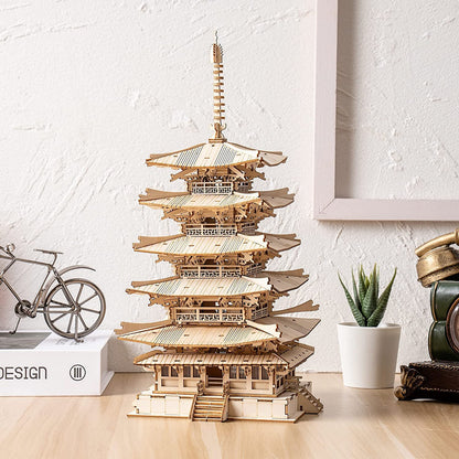 3D Wooden Puzzle – Pagoda Model Kit (275 Pieces)