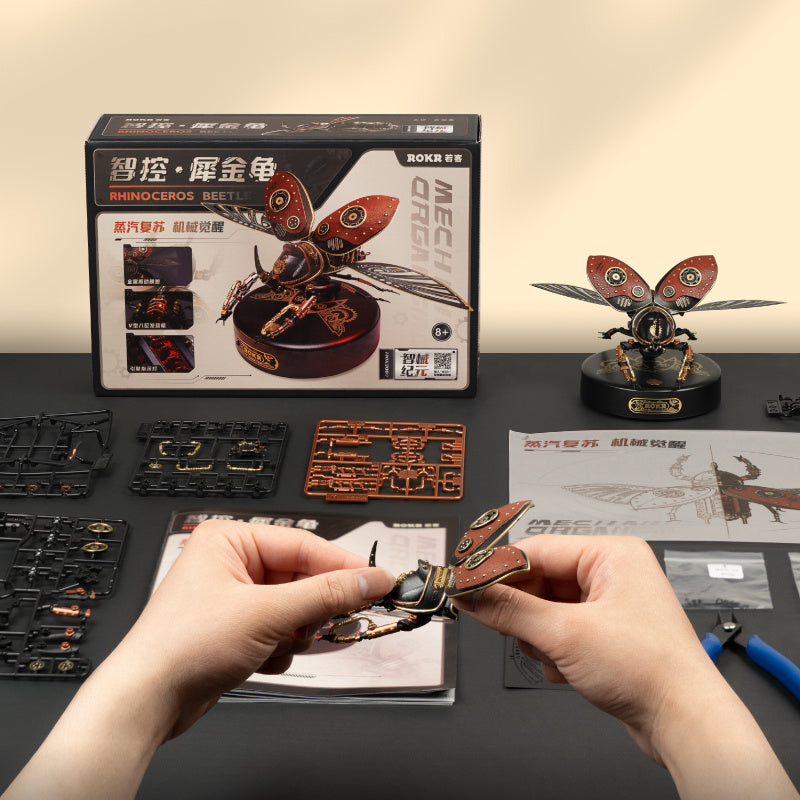 Rhinoceros Beetle DIY Mechanical Puzzle – Biopunk Insect Model Kit