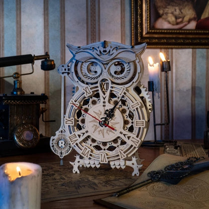 Retro Owl Mechanical Clock – 3D Wooden Puzzle with Timer