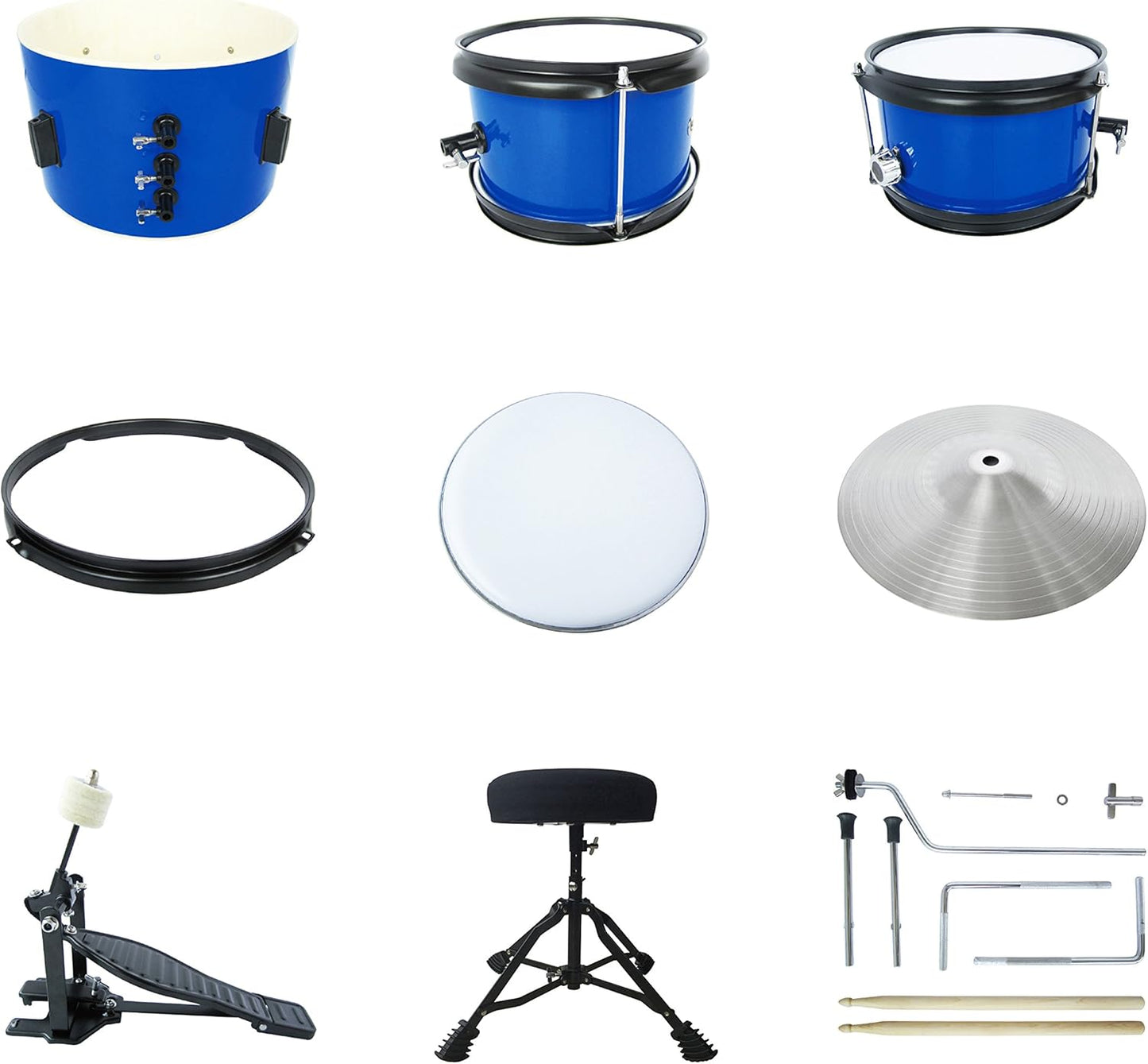 Kids 3-Piece Junior Drum Set with stool,  pedal & drumsticks