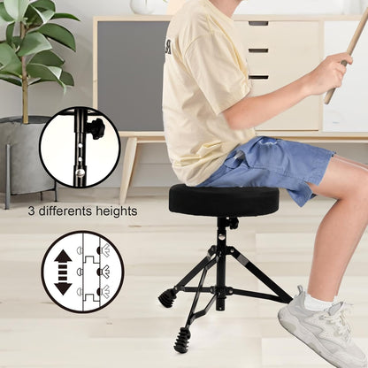 Kids 3-Piece Junior Drum Set with stool,  pedal & drumsticks