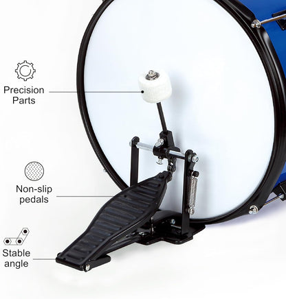 Kids 3-Piece Junior Drum Set with stool,  pedal & drumsticks