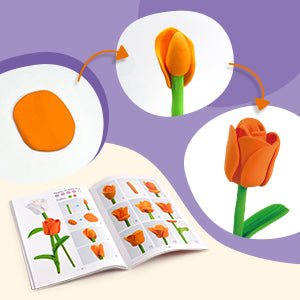 Air Dry Clay Vase Bouquet Craft Kit, 10 Pieces Modeling Clay Flower Art