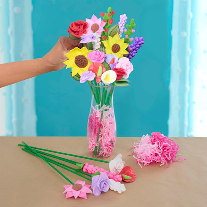 Air Dry Clay Vase Bouquet Craft Kit, 10 Pieces Modeling Clay Flower Art