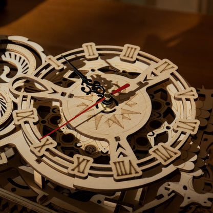 Retro Owl Mechanical Clock – 3D Wooden Puzzle with Timer