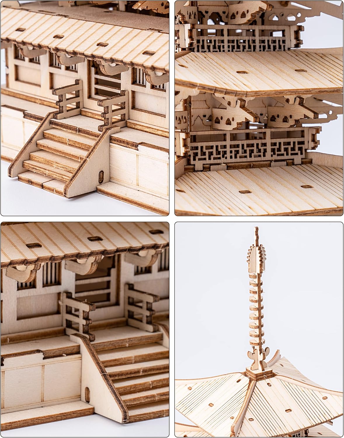 3D Wooden Puzzle – Pagoda Model Kit (275 Pieces)