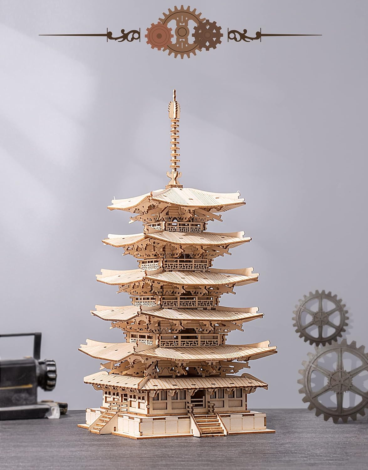3D Wooden Puzzle – Pagoda Model Kit (275 Pieces)