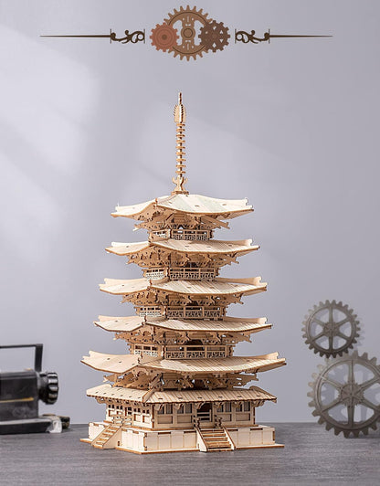 3D Wooden Puzzle – Pagoda Model Kit (275 Pieces)