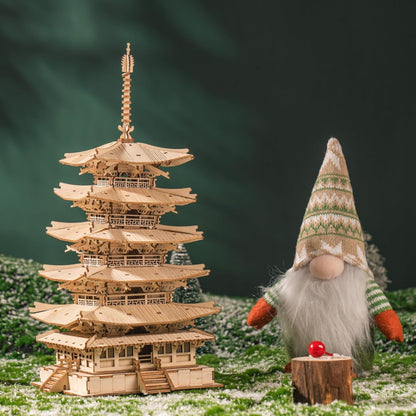3D Wooden Puzzle – Pagoda Model Kit (275 Pieces)