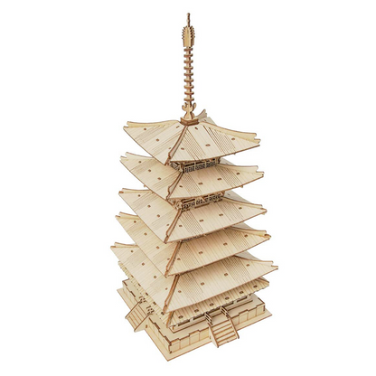 3D Wooden Puzzle – Pagoda Model Kit (275 Pieces)