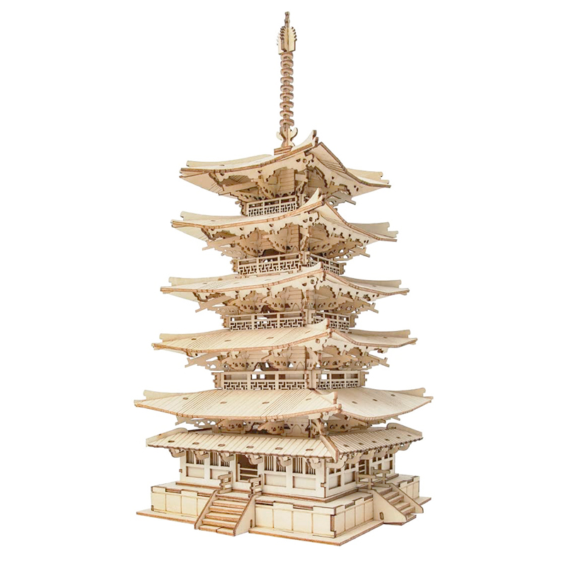 3D Wooden Puzzle – Pagoda Model Kit (275 Pieces)