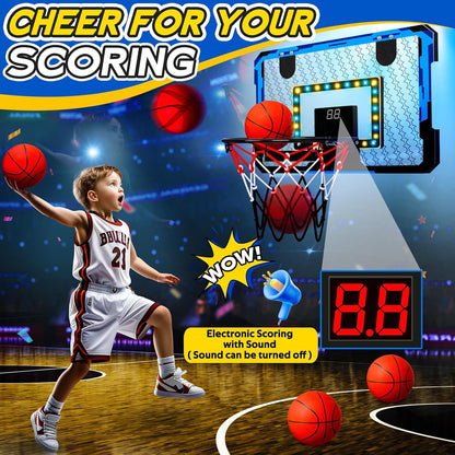 Basketball Hoop for Kids, Teens & Adults With LED Lights & Audio Scoreboard