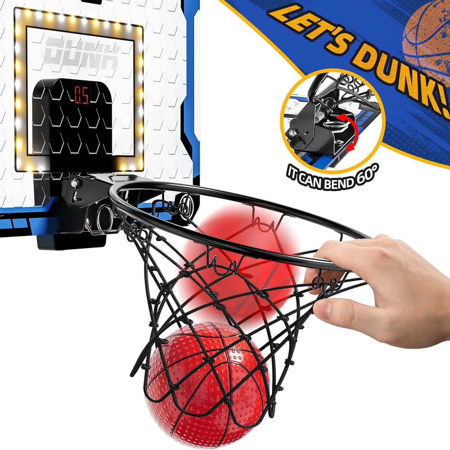 Basketball Hoop for Kids, Teens & Adults With LED Lights & Audio Scoreboard