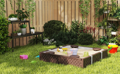 Kids Sandbox with Cover & Seats – Outdoor Sand Play for Toddlers